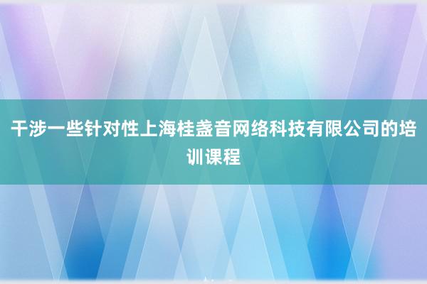 干涉一些针对性上海桂盏音网络科技有限公司的培训课程