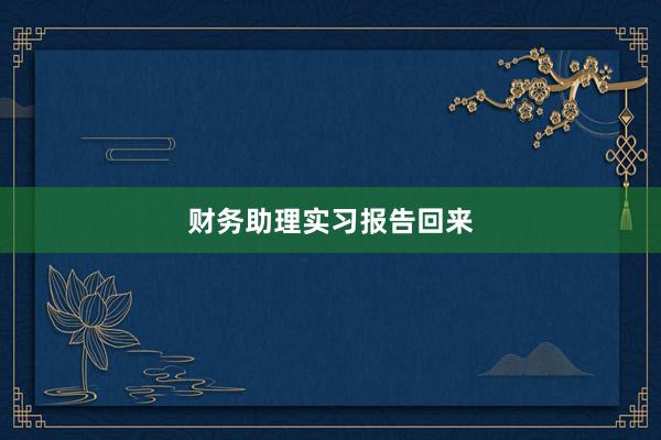 财务助理实习报告回来